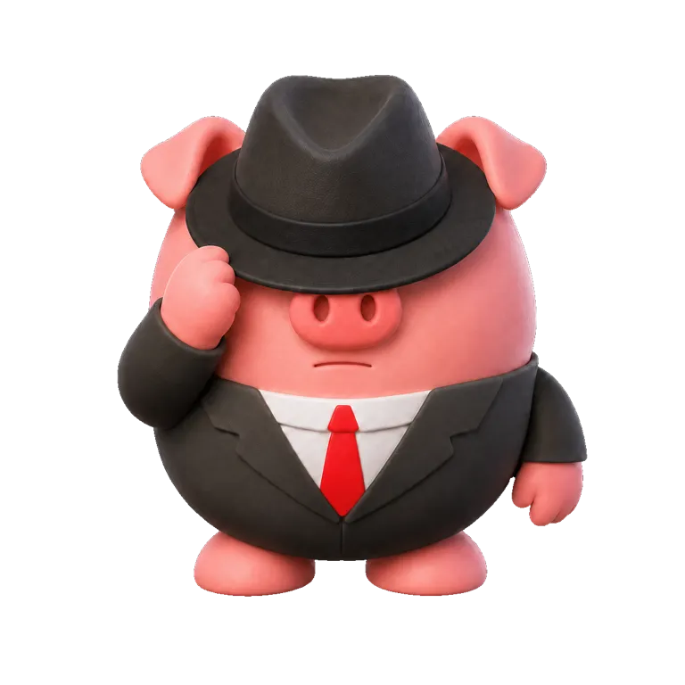 Cerdito MiLana vestido de detective para representar privacidad